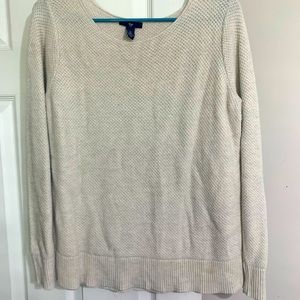 Light gray sweater.Small dirt mark in bottom right corner, Not tried to wash it.